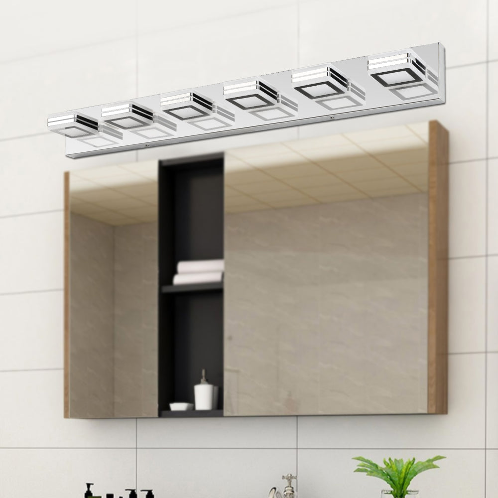 40" Modern 6-Light LED Vanity Light - Sleek Bathroom Wall Fixture, Iron & Acrylic, Dimmable & Energy-Efficient, Ideal for Mirror Lighting