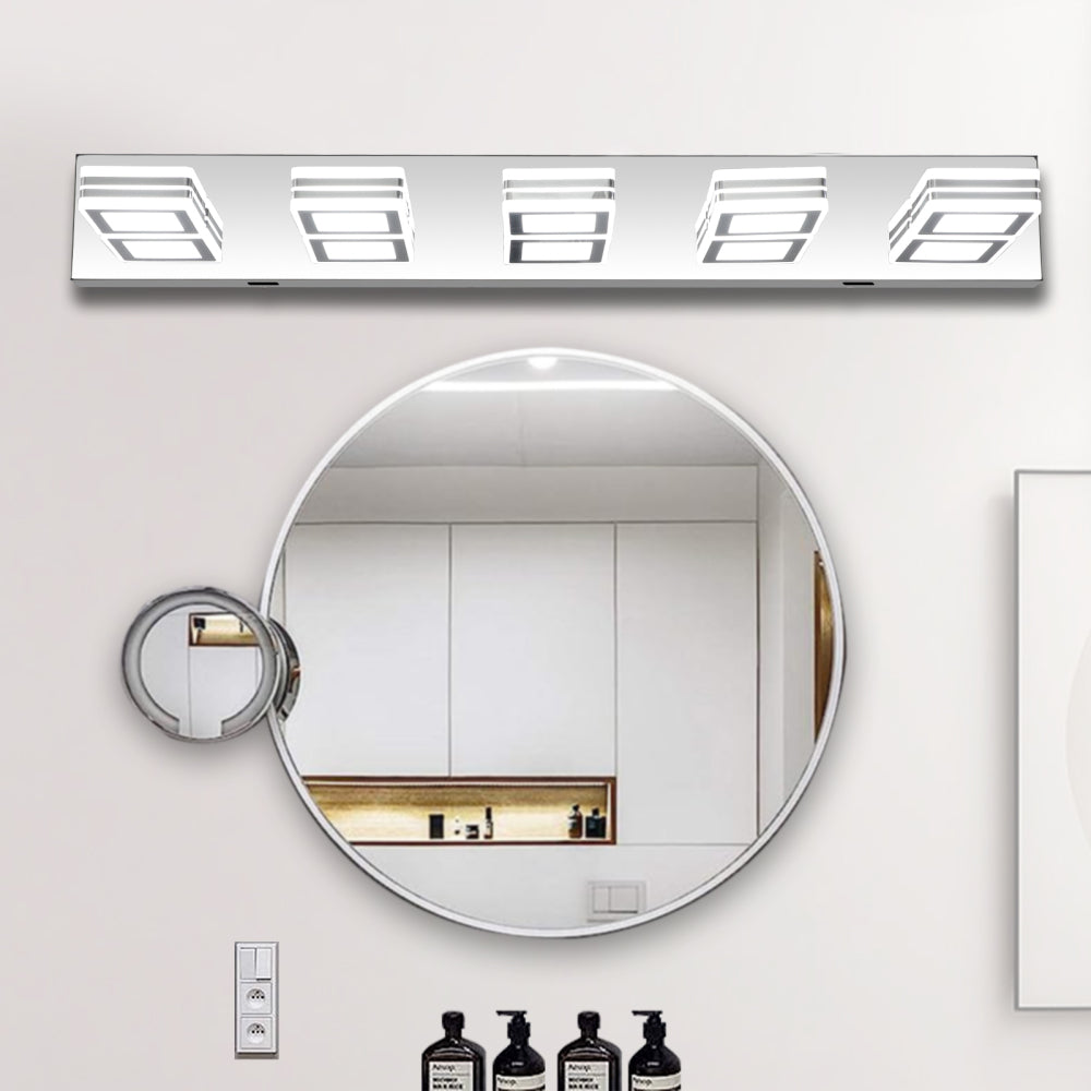 40" Modern 6-Light LED Vanity Light - Sleek Bathroom Wall Fixture, Iron & Acrylic, Dimmable & Energy-Efficient, Ideal for Mirror Lighting