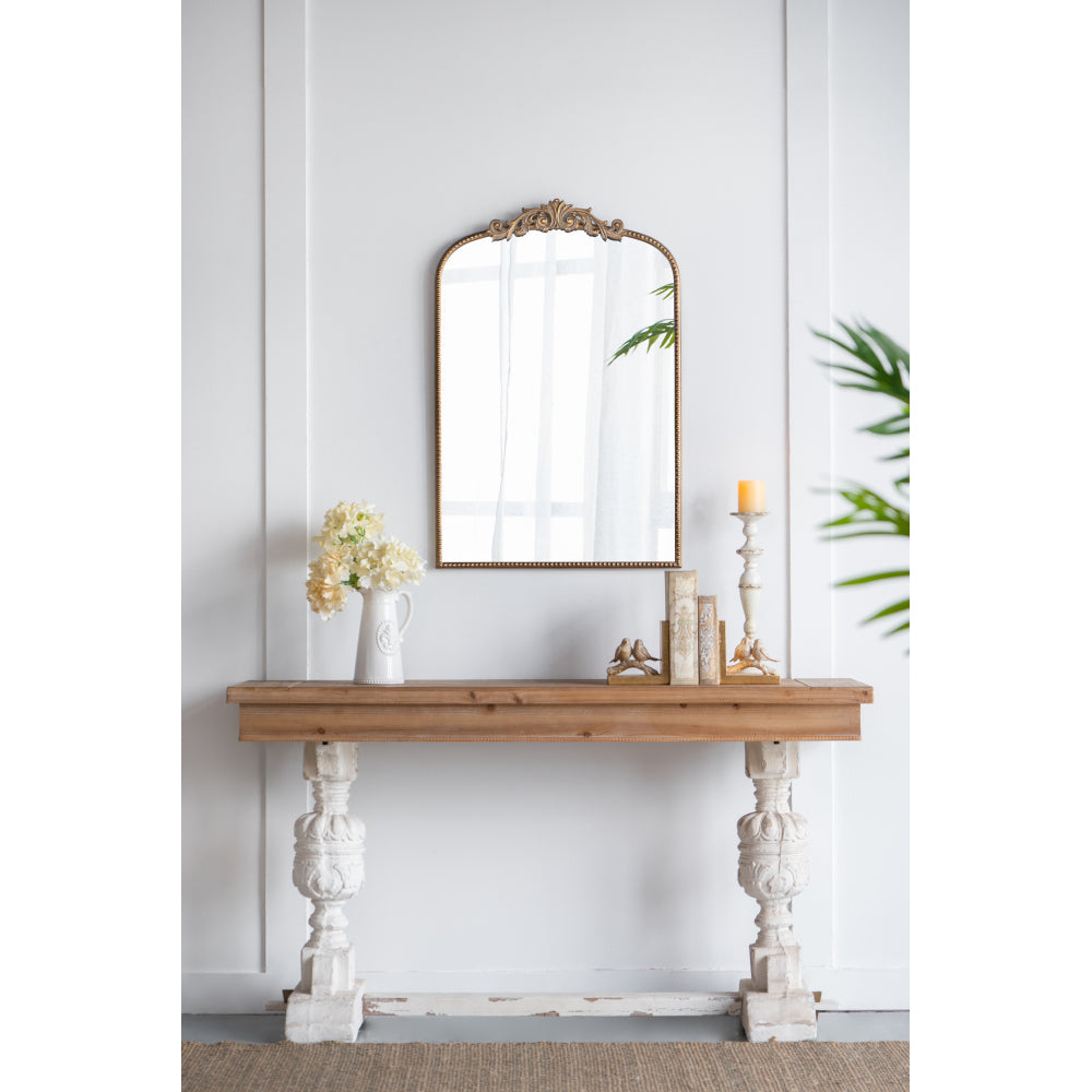 24" x 42" Gold Arch Mirror, Baroque Inspired Wall Decor for Bathroom Bedroom Living Room
