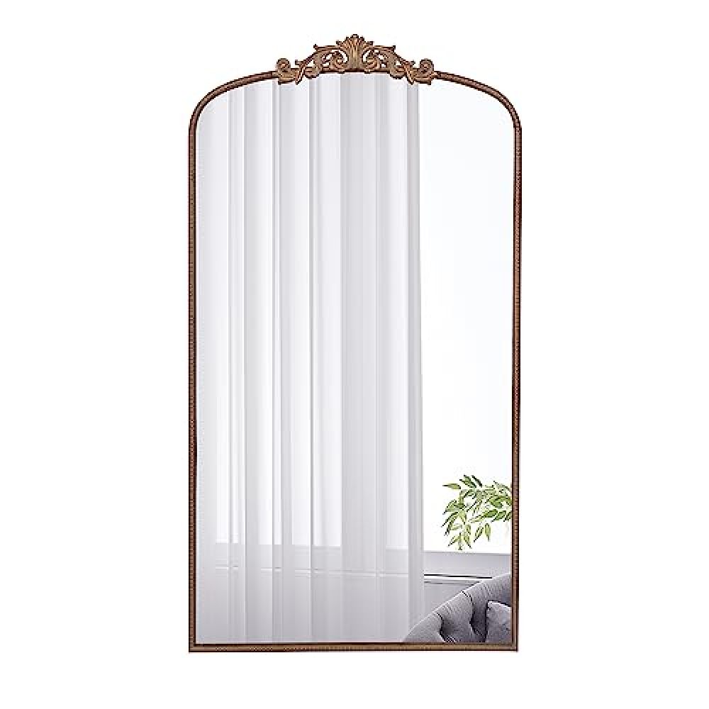 24" x 42" Gold Arch Mirror, Baroque Inspired Wall Decor for Bathroom Bedroom Living Room