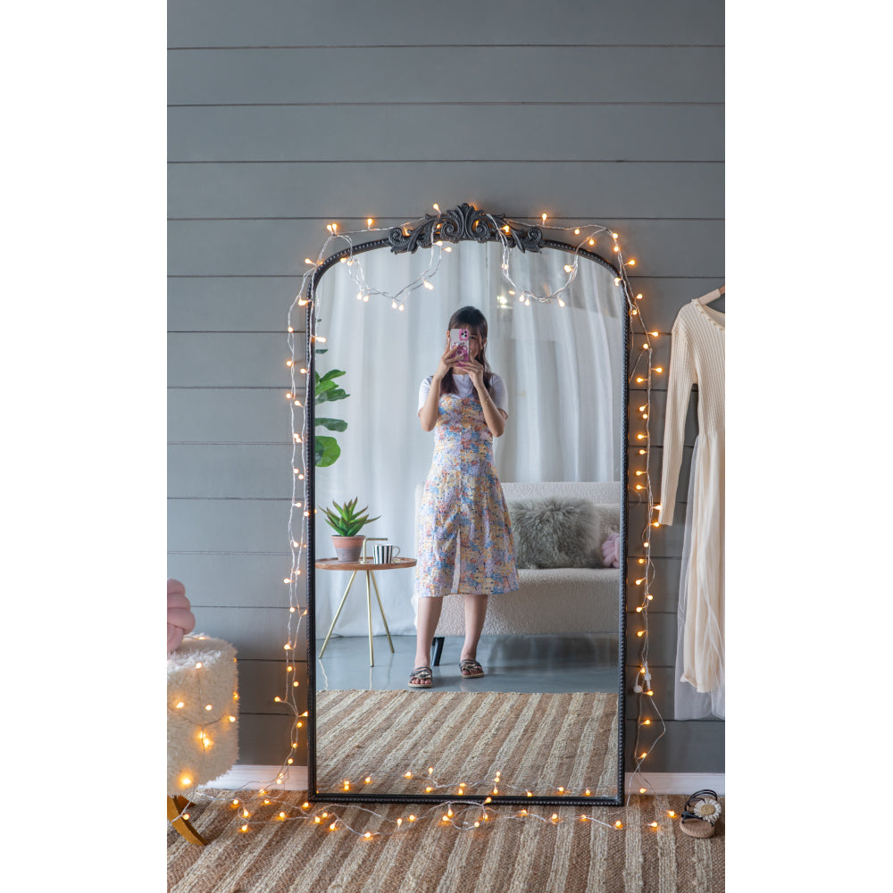 24" x 42" Gold Arch Mirror, Baroque Inspired Wall Decor for Bathroom Bedroom Living Room