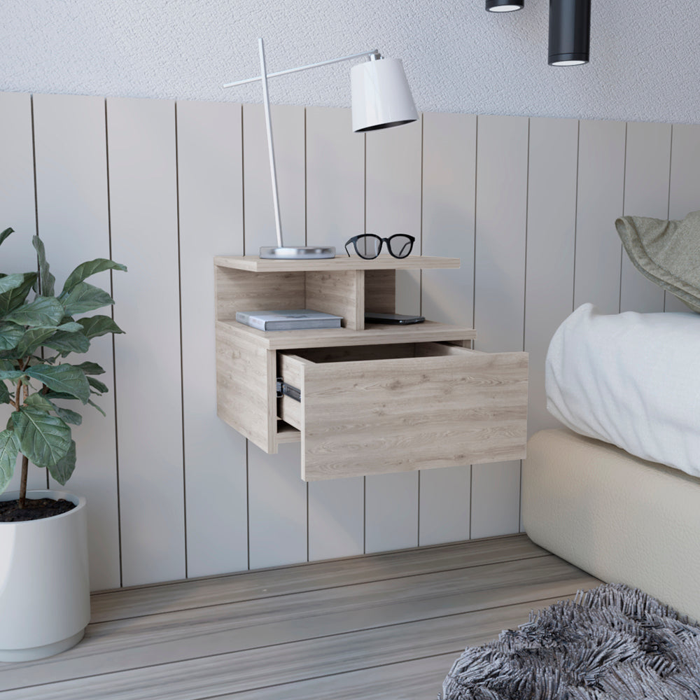 Floating Nightstand Flopini, One Drawer, Black Wengue Finish