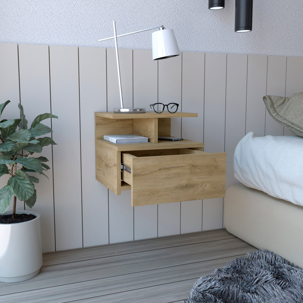 Floating Nightstand Flopini, One Drawer, Black Wengue Finish