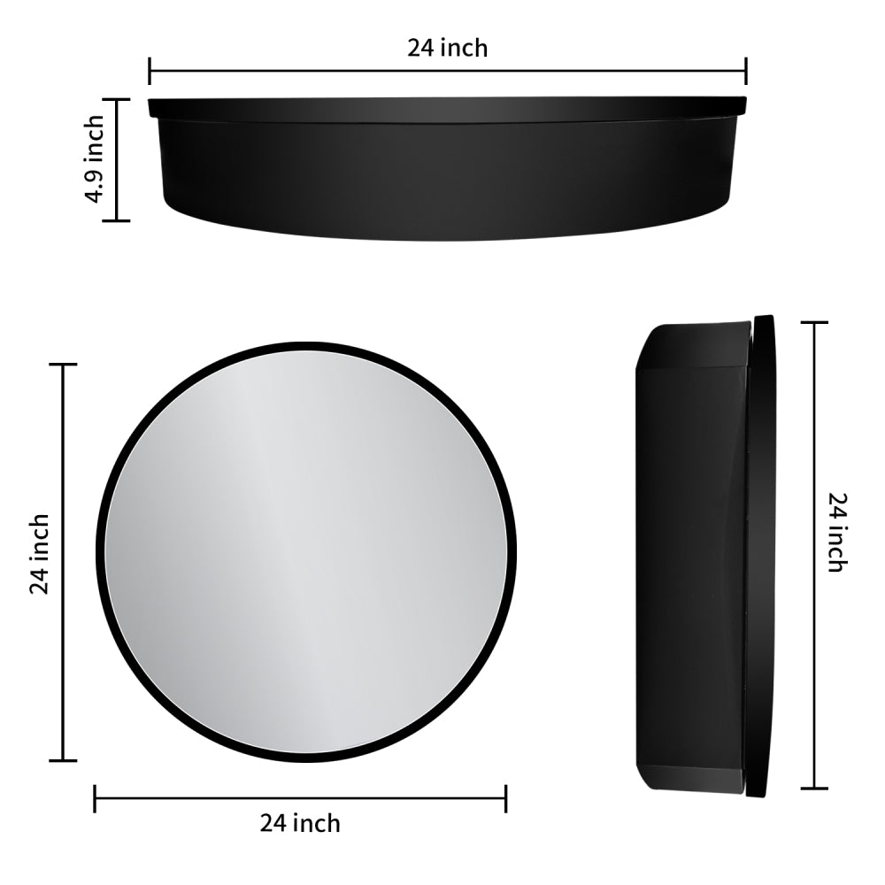24x24 inch Black Metal Framed Wall mount Bathroom Medicine Cabinet with Mirror