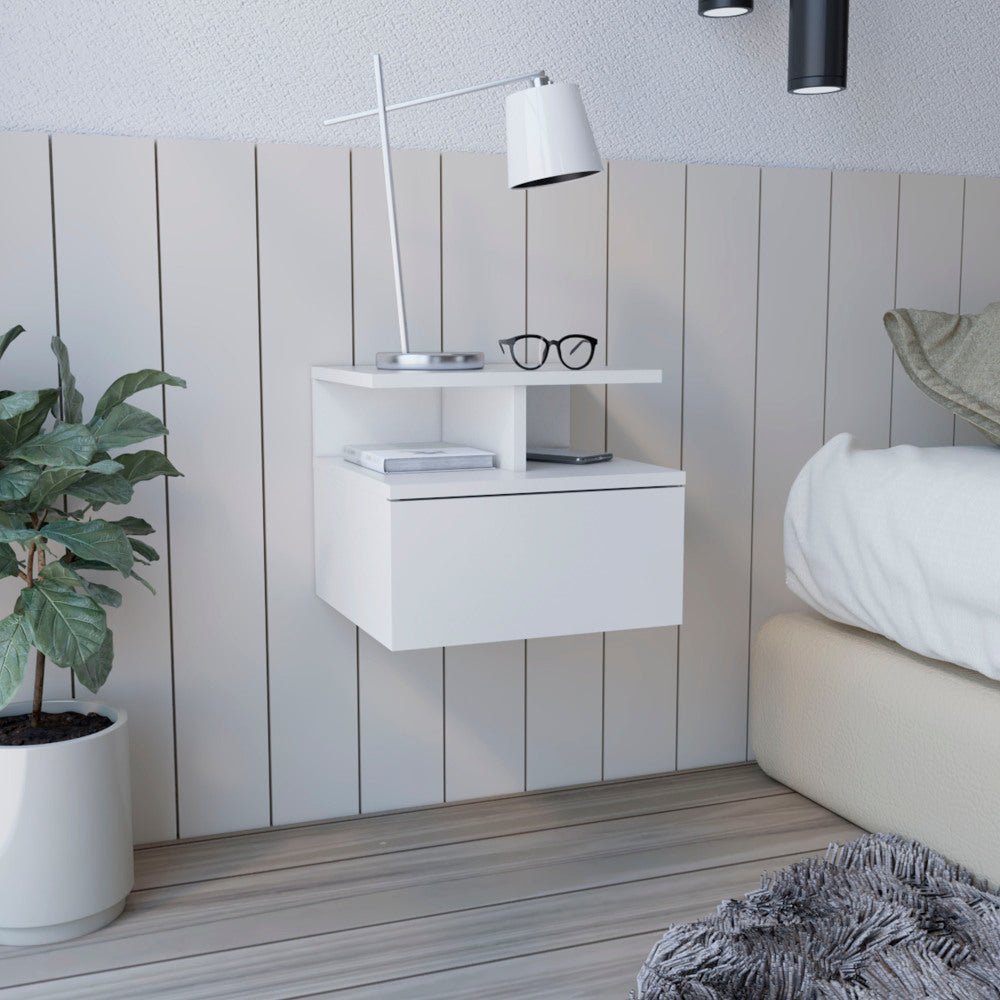 Floating Nightstand Flopini, One Drawer, Black Wengue Finish