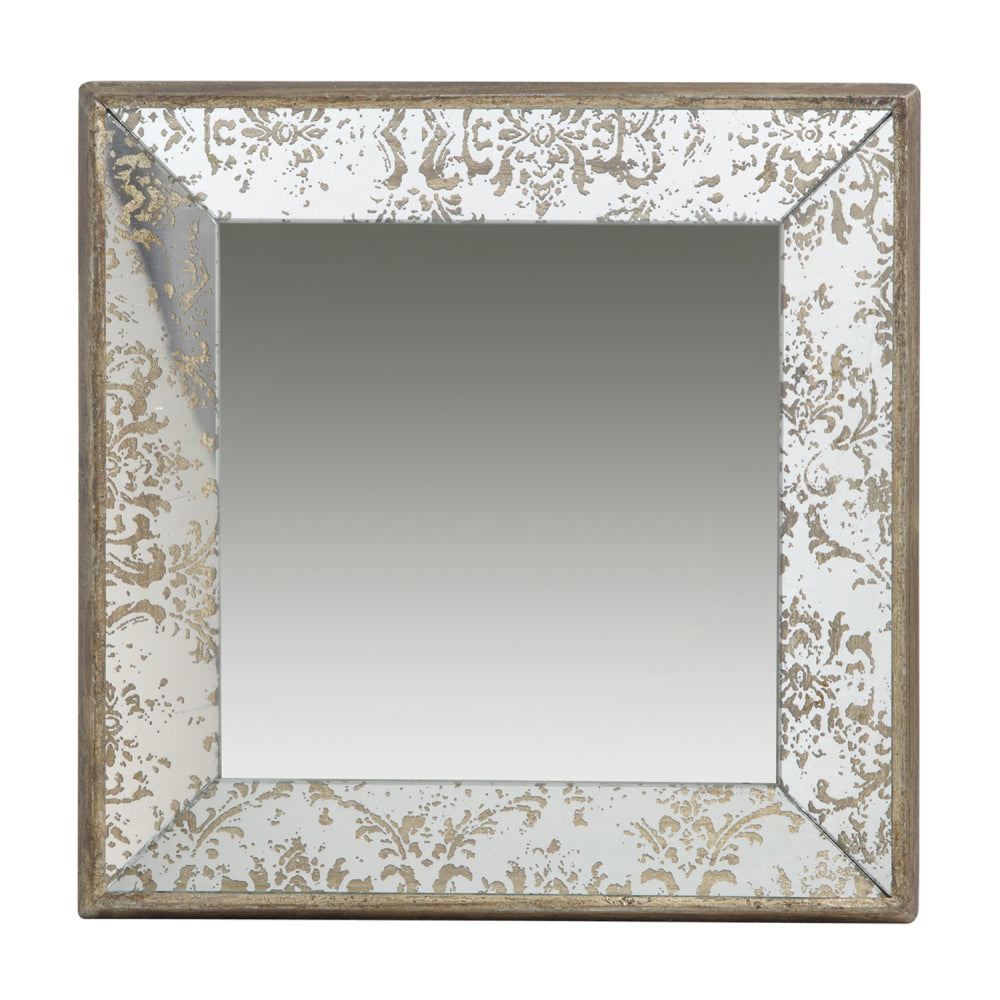18" x 18" Distressed Silver Square Accent Mirror, Traditional Style Framed Wall Mirror for Living Room, Entryway, Office, Bedroom, Hallway