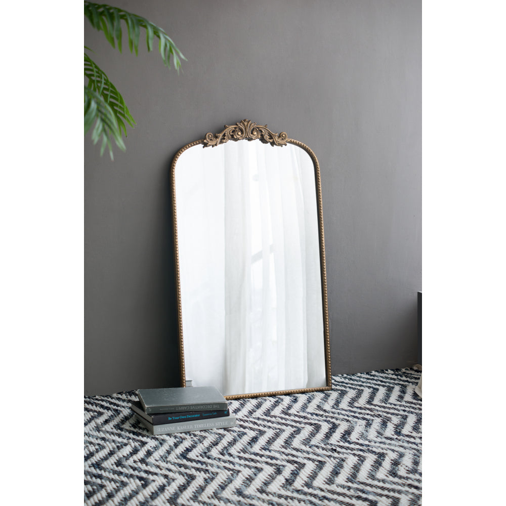 24" x 42" Gold Arch Mirror, Baroque Inspired Wall Decor for Bathroom Bedroom Living Room