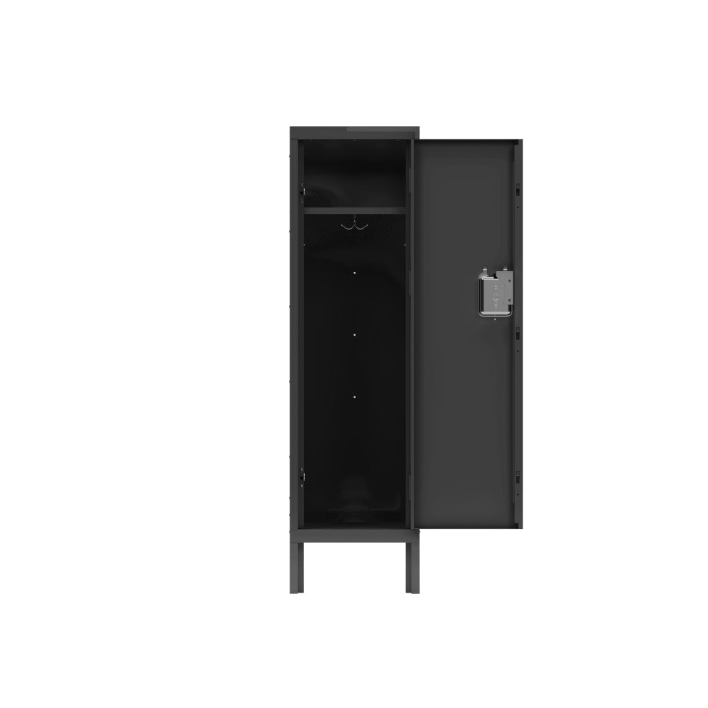 1 Door Tall Single Metal Locker-Retro Style Storage Cabinet--Industrial Furniture--For Living Room/Bedroom/Storage Room/Gym/School--Black