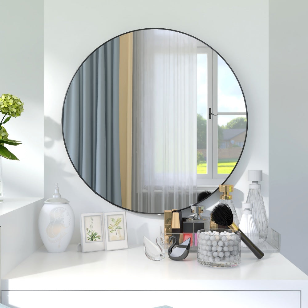 24 x 32 Inch Bathroom Mirror Black Aluminum Frame