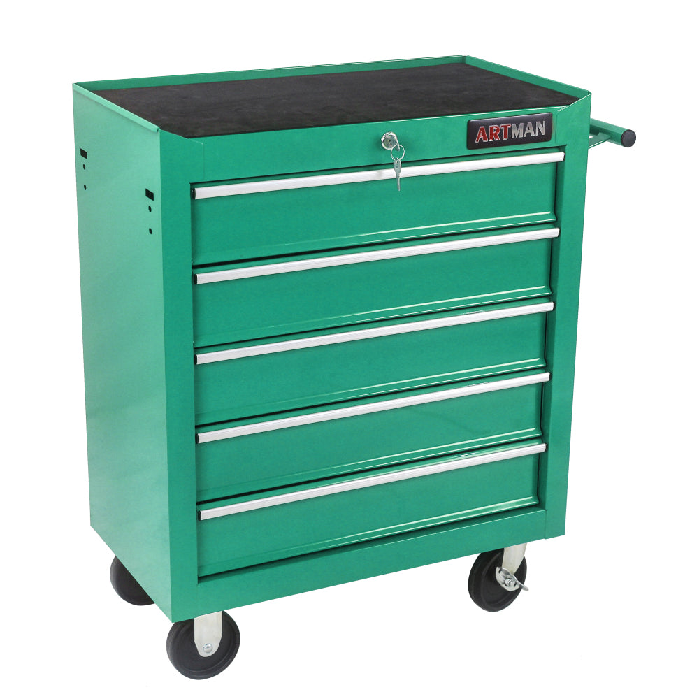 5 Drawer Tool Chest, Tool Storage Cabinet for Garage Storage with 4 Wheels and Locking System, GREEN