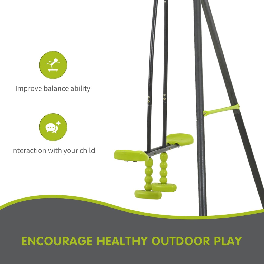 XNS008 interesting triple children metal safe swing set 440lbs for outdoor playground three seat swing black and green for age 3+