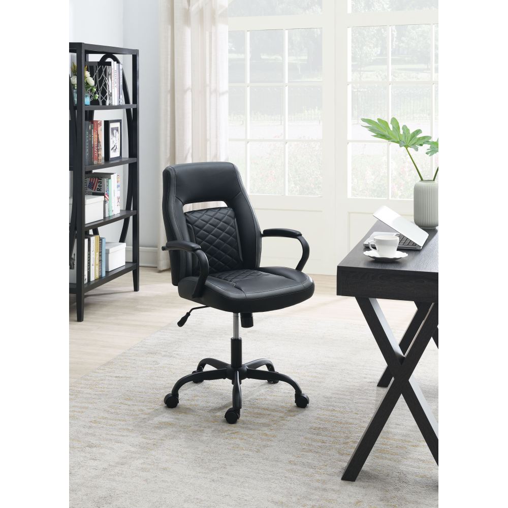 OFFICE CHAIR in Black Faux Leather