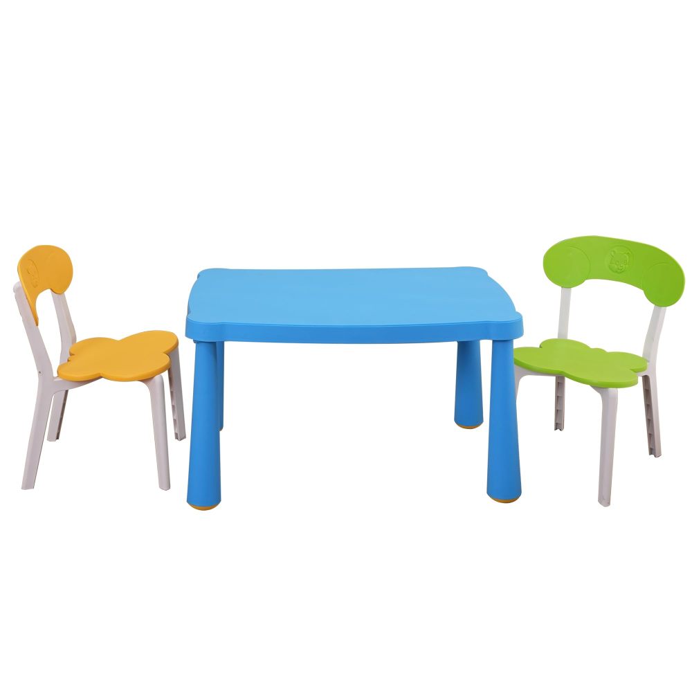 Kids Table and Chair Set, 3 Piece Toddler Table and Chair Set, Plastic Children Activity Tablefor Reading,Preschool,Drawing,Toddler,Playroom(White/Pink)