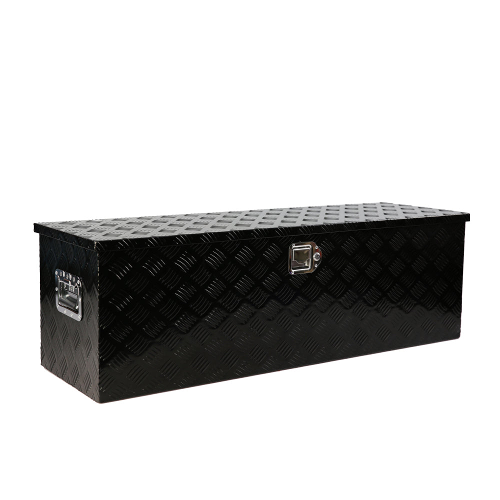 60.2"(L) x 12.2"(W) x 14.4"(H) Pickup Truck Bed Tool Box Trailer Tool Box for Bed of Truck,Aluminum Stripes Toolbox for Truck RV Tralier,Chrome Latch,Black Surface