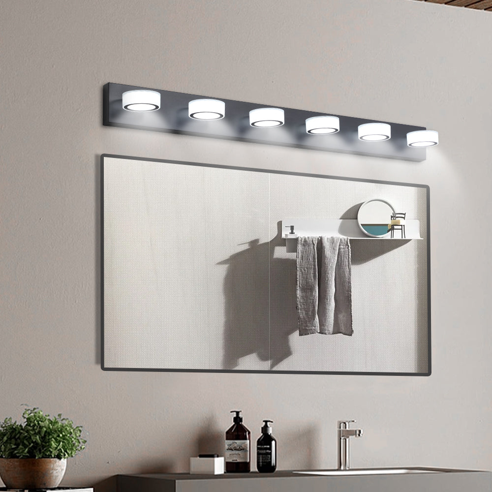 (Same as W1340110595/L2010) 45" Modern 6-Light LED Vanity Light, Sleek Black Bathroom Wall Light Fixture for Mirror, Shower, and Bathroom Decor