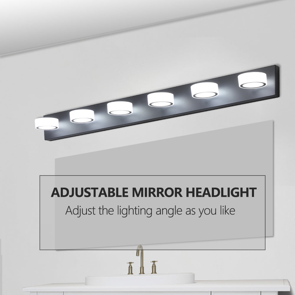 (Same as W1340110595/L2010) 45" Modern 6-Light LED Vanity Light, Sleek Black Bathroom Wall Light Fixture for Mirror, Shower, and Bathroom Decor