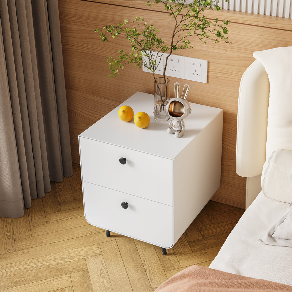 Modern Night Stand Storage Cabinet for Living Room Bedroom, Steel Cabinet with 3 Drawers,Bedside Furniture, Circular Handle