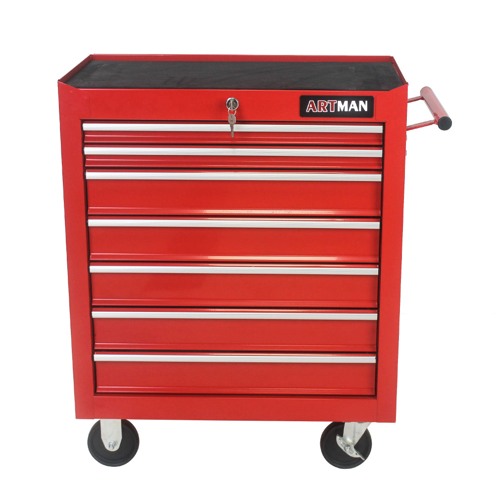7 DRAWERS MULTIFUNCTIONAL TOOL CART WITH WHEELS-BLACK