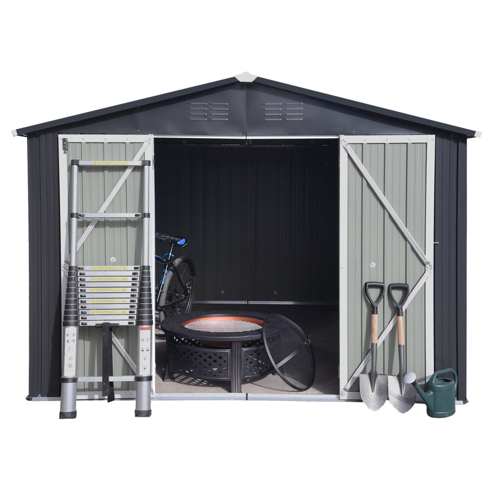 Metal garden sheds 8ft×6ft outdoor storage sheds Brown + Black