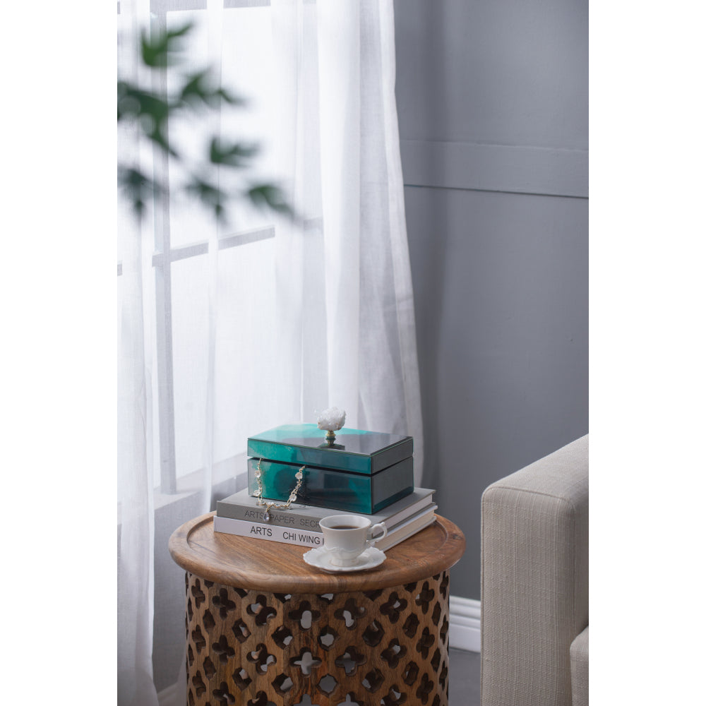 8.5" x 5" x 5" Bethany Aqua Jewelry Box, Stackable Decorative Storage Boxes With Lids