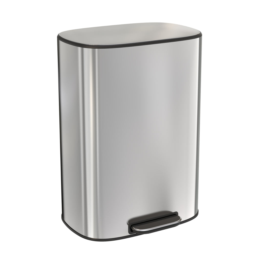 13 Gallon 50L Kitchen Foot Pedal Operated Soft Close Trash Can - Stainless Steel Ellipse Bustbin - Wood