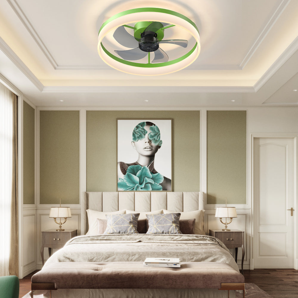 Ceiling Fans with Lights Dimmable LED Embedded installation of thin modern ceiling fans(Pink)