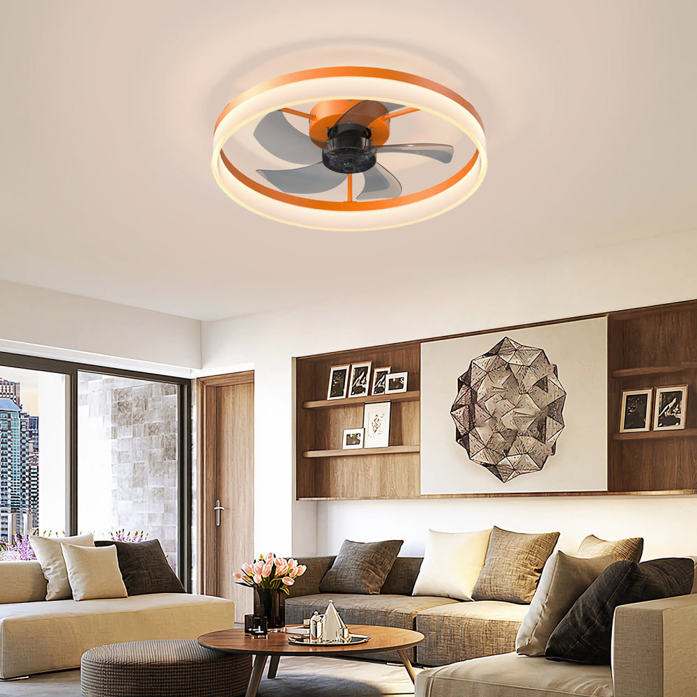 Ceiling Fans with Lights Dimmable LED Embedded installation of thin modern ceiling fans(Purple)