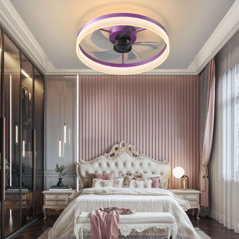 Ceiling Fans with Lights Dimmable LED Embedded installation of thin modern ceiling fans(Green)
