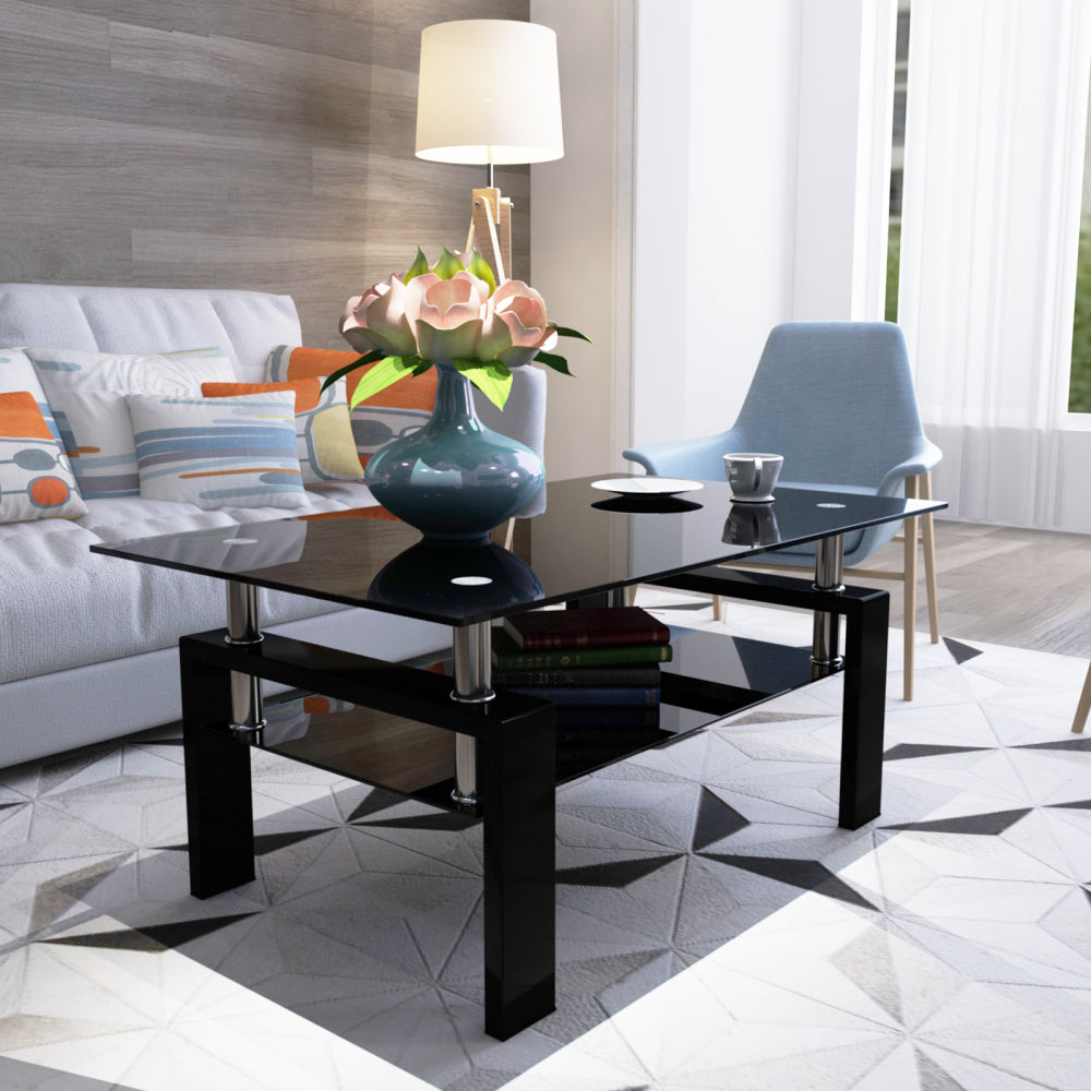 White Coffee Table, Clear Coffee Table, Modern Side Center Tables for Living Room, Living Room Furniture