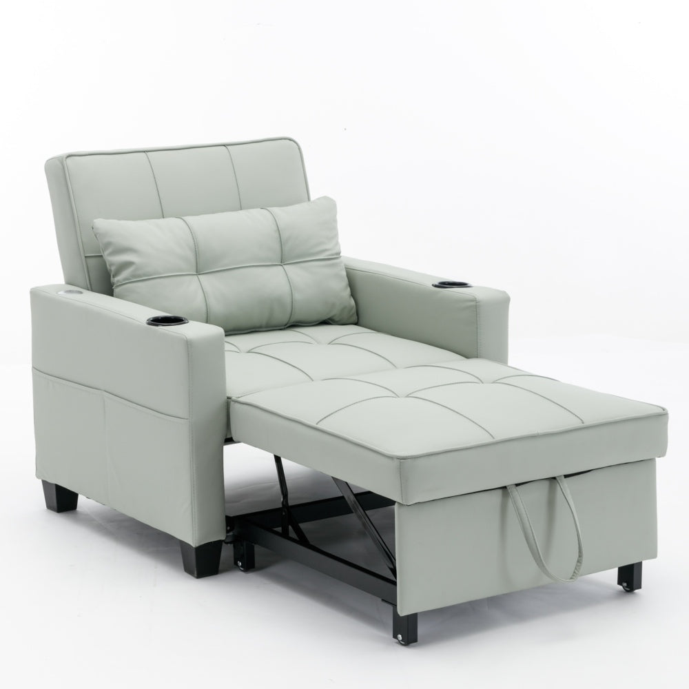 Futon Chair Bed Convertible Chair 3-in-1 Pull Out Sleeper Chair Beds with USB Ports,Wear-resistant and Anti-scratch, Armchair Bed Sleeper for Living Room (Dark Grey Linen)