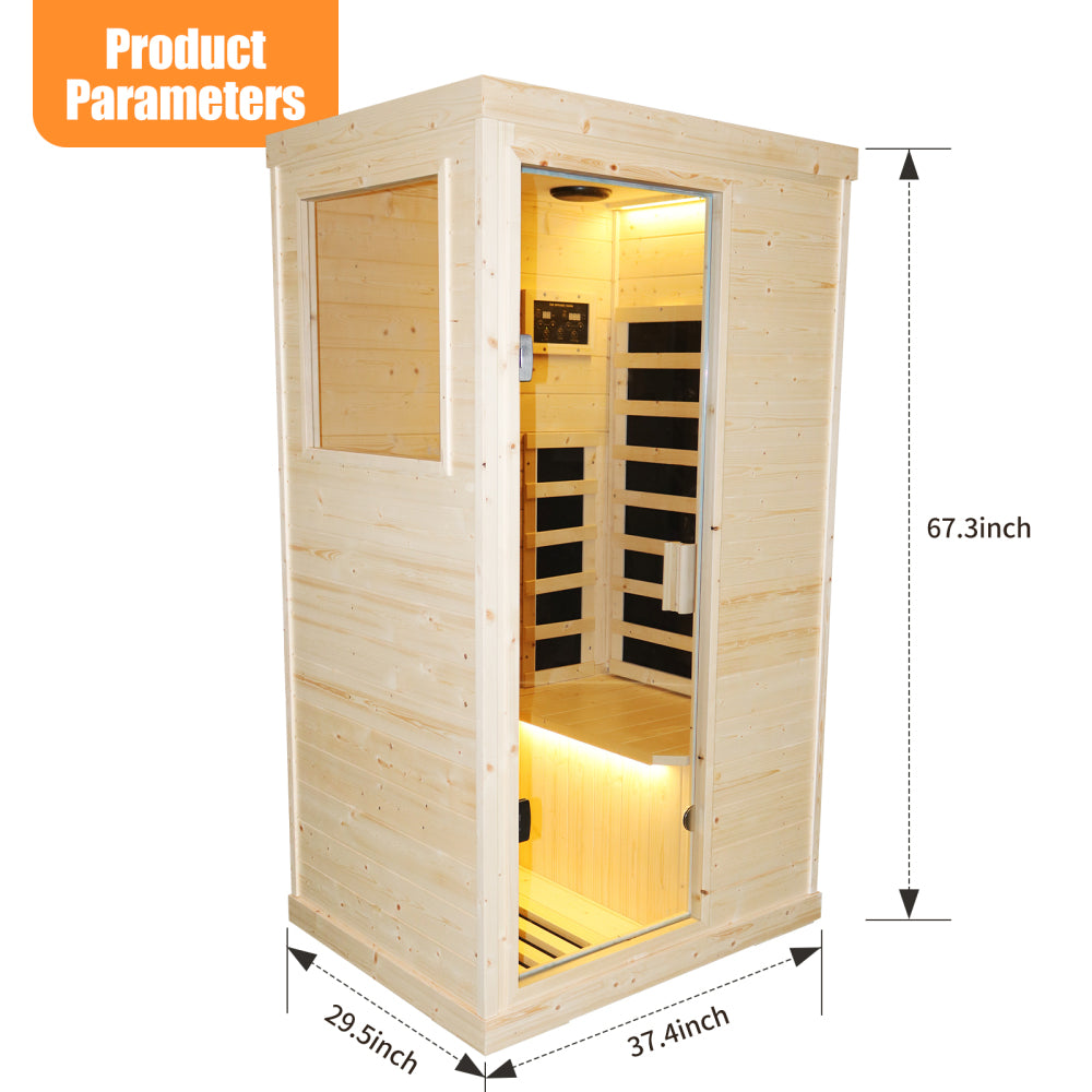 Single person spruce far infrared sauna hair