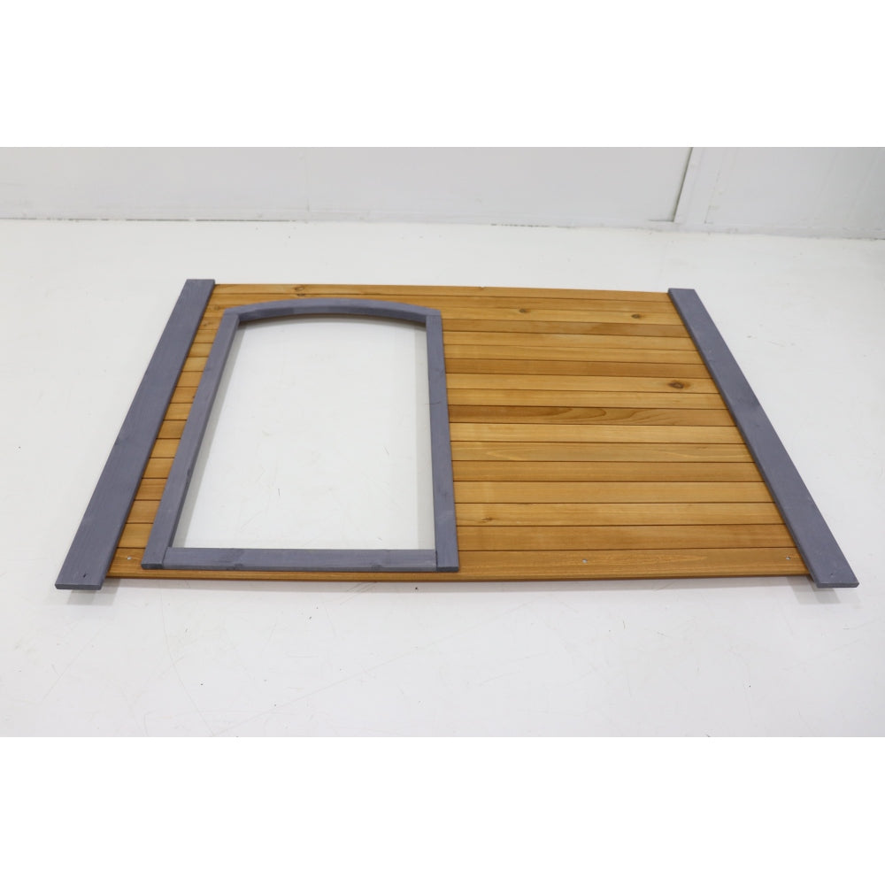 45"large solid wood dog house, waterproof PVC plastic roof, breathable wooden doors