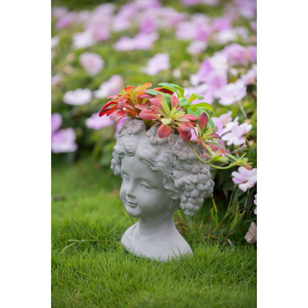 Cement Bust Wall Planter - Indoor Outdoor Home Garden Decor, 8" x 4" x 9"