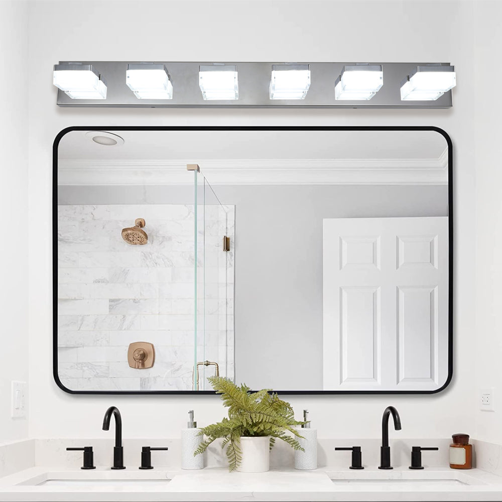 (Same as W1340110609/L2015) Modern 6-Light Black LED Vanity Mirror Light Fixture For Bathrooms And Makeup Tables