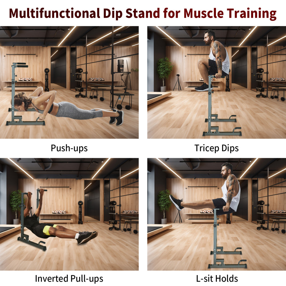 Power Tower Dip Station Adjustable Height Heavy Duty Multi-Function Fitness Training Equipment