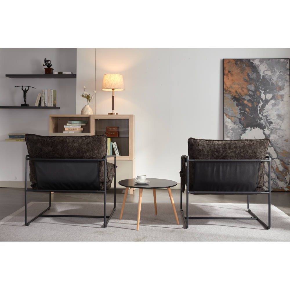 2 Chairs in 1 Box, Upholstered hanging armchair with arm pocket metal frame, crushed foam cushions and skin-friendly braid for living room and bedroom. Dark Gray