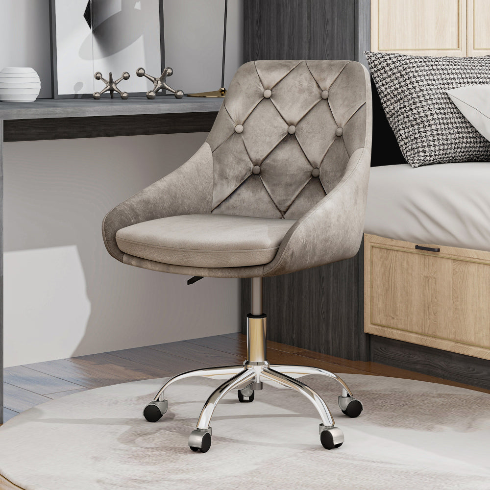 Modern teddy fleece fabric with chrome legs living room furniture dining chair, soft and comfortable, lift adjustment, free movement convenient, space saving. (set of 1)