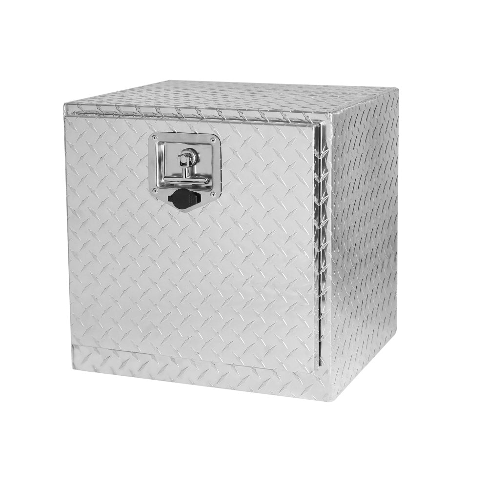 24 Inch Aluminum Stripes Plated Tool Box Pick Up Truck Bed RV Trailer Toolbox Waterproof Square Storage Organizer with Lock and Keys - Black 24"(24.2"×17.1"×17.9")