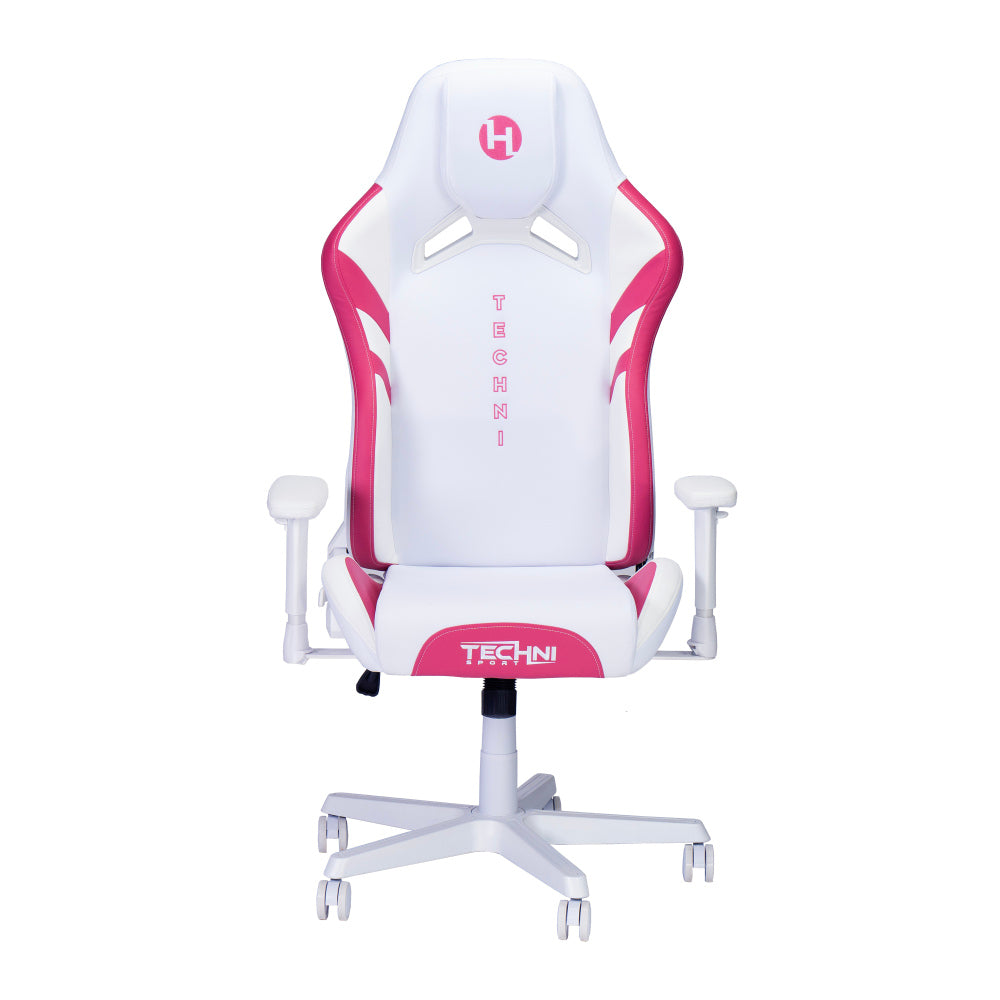 Techni Sport TSF72 Echo Gaming Chair - White with Pink