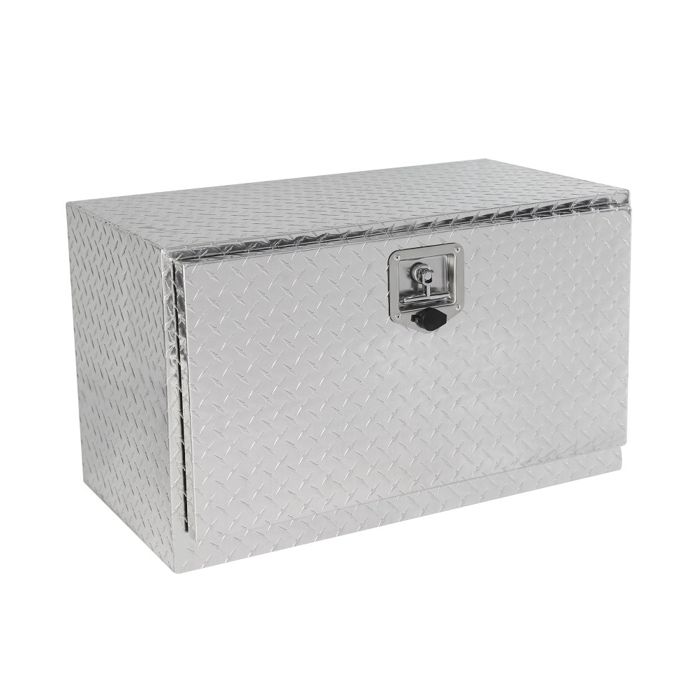 24 Inch Aluminum Stripes Plated Tool Box Pick Up Truck Bed RV Trailer Toolbox Waterproof Square Storage Organizer with Lock and Keys - Black 24"(24.2"×17.1"×17.9")