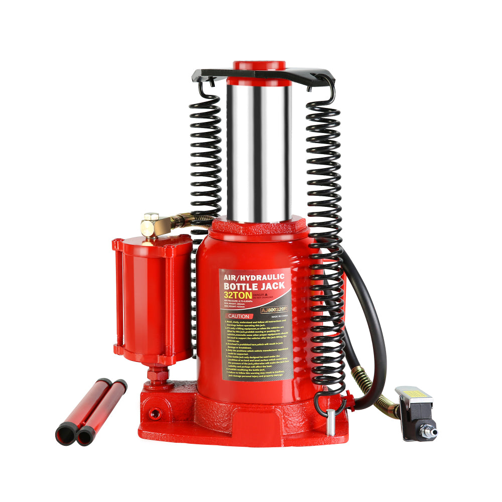 Pneumatic Air Hydraulic Bottle Jack with Manual Hand Pump 12 Ton Heavy Duty Auto Truck Travel Trailer Repair Lift Blue