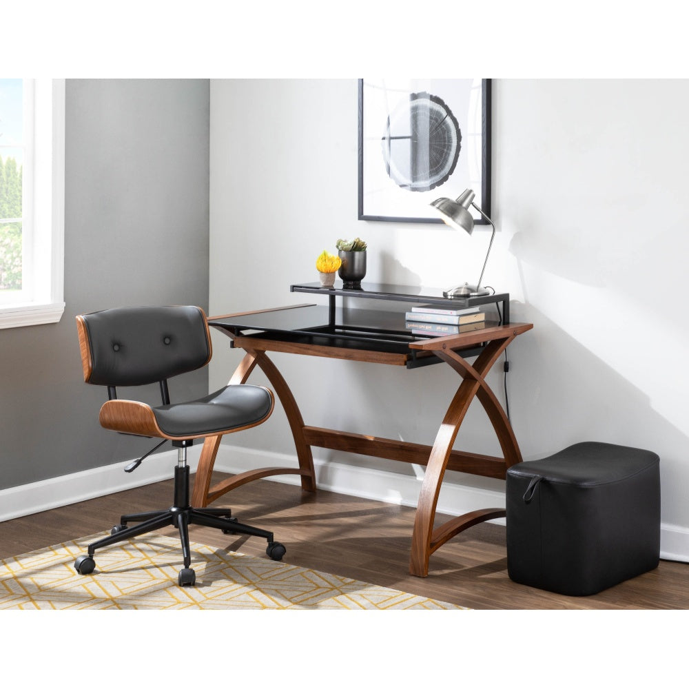 Lombardi Mid-Century Modern Adjustable Office Chair with Swivel in Walnut and Grey by LumiSource