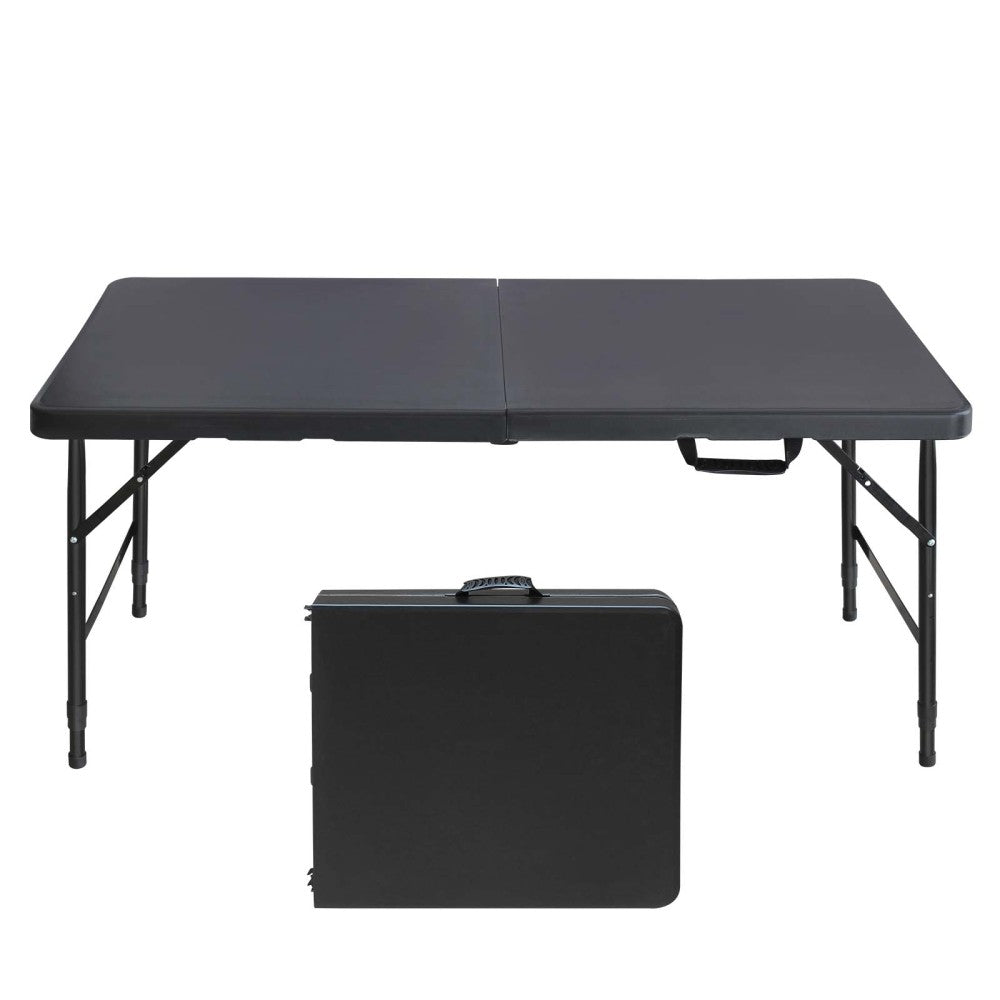 6ft Folding Table, Portable Plastic Table for Camping, Picnics, Parties, High Load Bearing Foldable Table White