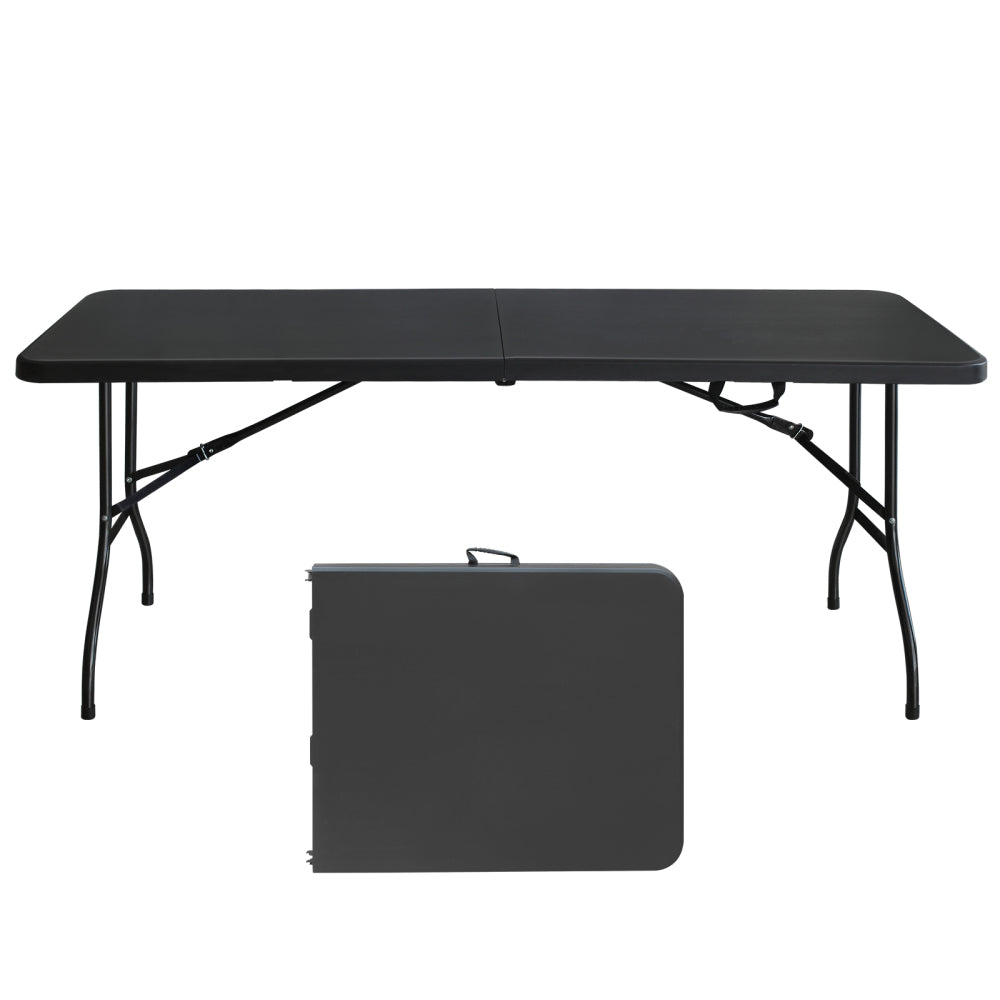 6ft Folding Table, Portable Plastic Table for Camping, Picnics, Parties, High Load Bearing Foldable Table White