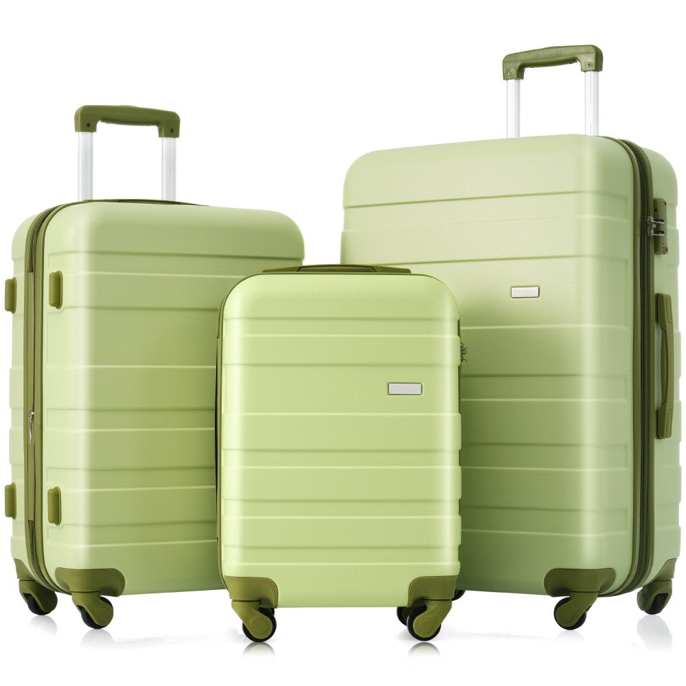 Luggage Sets New Model ABS Hardshell 3pcs Clearance Luggage Hardside Lightweight Durable Suitcase sets Spinner Wheels Suitcase with TSA Lock 20''24''28''( light brown)