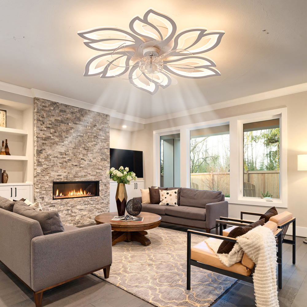 25.5In Ceiling Fan with Lights, Remote Control 3 Color Temperatures,6 Gear wind Speed Fan Light