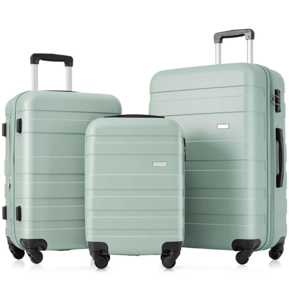Luggage Sets New Model ABS Hardshell 3pcs Clearance Luggage Hardside Lightweight Durable Suitcase sets Spinner Wheels Suitcase with TSA Lock 20''24''28''( light brown)