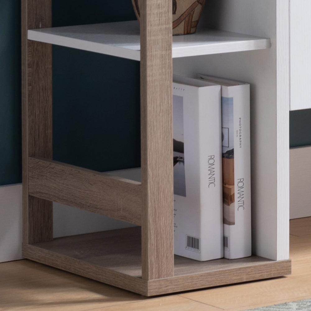 Modernize Kitchen Buffet Organizing Cabinet with 4 Shelves, White & Dark Taupe