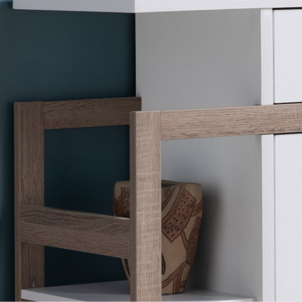 Modernize Kitchen Buffet Organizing Cabinet with 4 Shelves, White & Dark Taupe