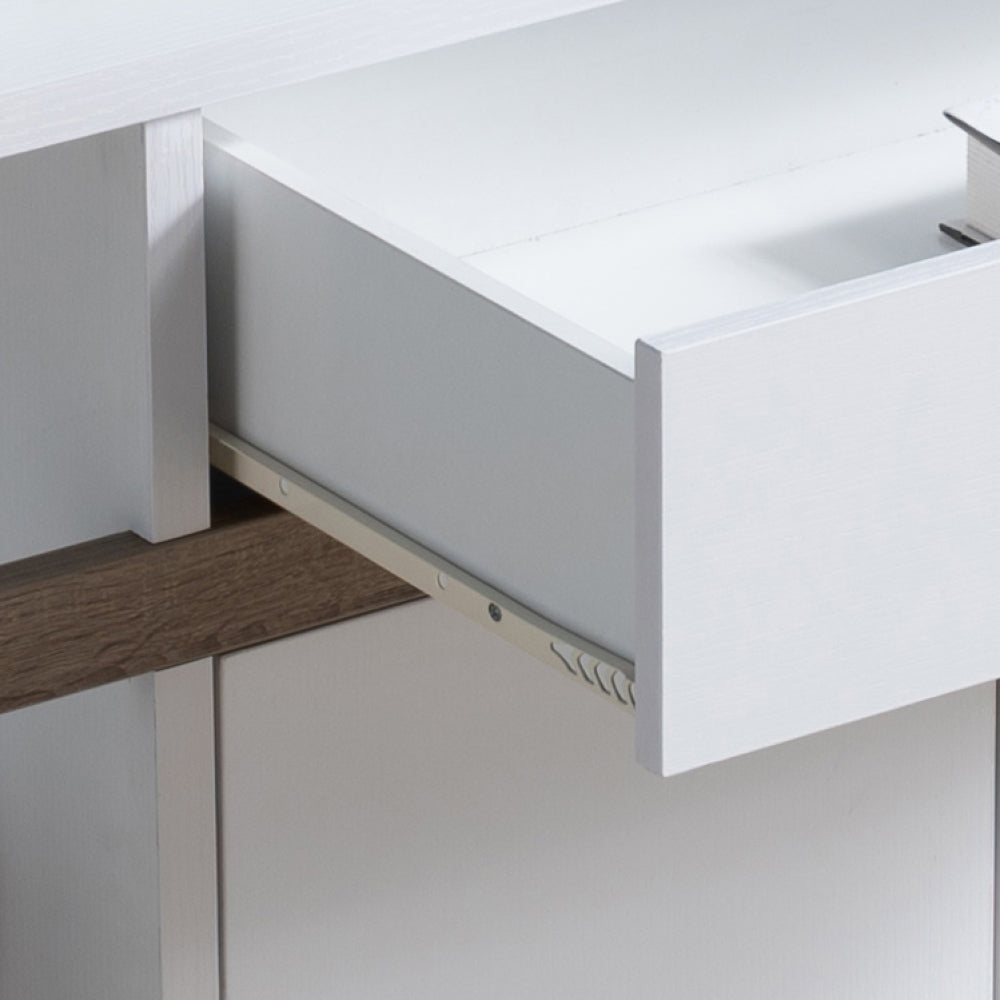 Modernize Kitchen Buffet Organizing Cabinet with 4 Shelves, White & Dark Taupe